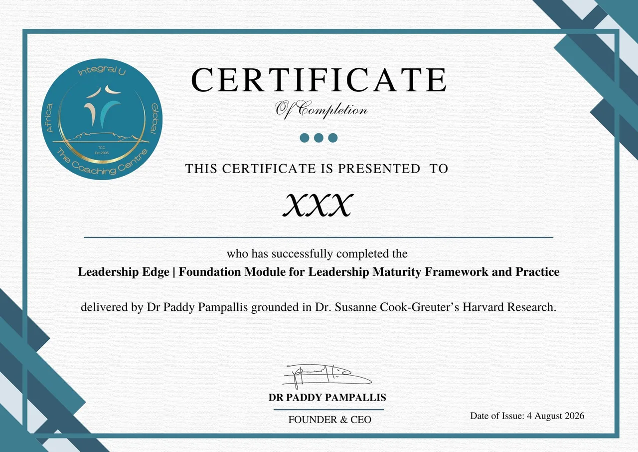 Leadership Edge Foundation Module certificate - Integral Africa Institute